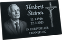 gravierte Inschriftplatte schwarzer Granit