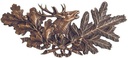 Bronze-Dekoration mit Hirsch und Eichenästen, 10×21 cm
