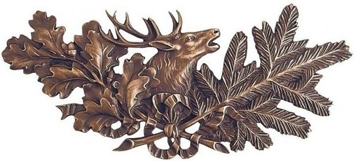 [ST-SK-13120] Bronze-Dekoration mit Hirsch und Eichenästen, 10×21 cm