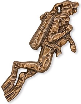 Bronze-Relief Taucher für Grabmal, 9,5×4 cm oder 16×6,5 cm
