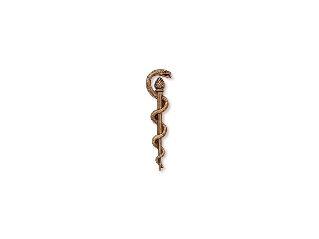 Bronze Eskulap-Kreuz für Grabmal, 10,5×3 cm