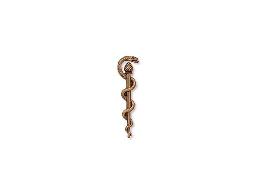 [ST-SK-18933] Bronze Eskulap-Kreuz für Grabmal, 10,5×3 cm