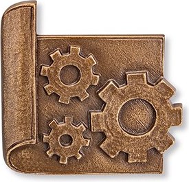 Bronze-Relief Engineer für Grabmal, 8×8,5 cm