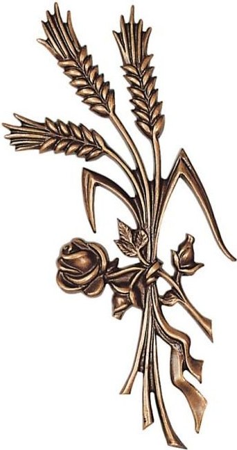 Bronze-Dekoration für Grabmal Klasy mit Rose, 29×13 cm