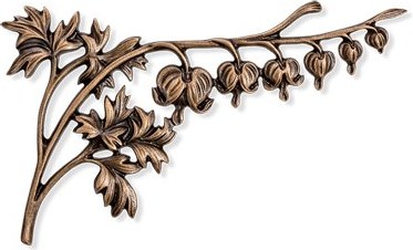 Bronze-Relief Herzblume für Grabmal, 14×27 cm