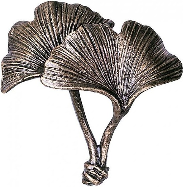 Bronze-Blatt Ginko für Grabmal, 11×11 cm