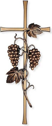 [ST-SK-20292] Grabkreuz Elegant mit Weinrebe, 50×20 cm