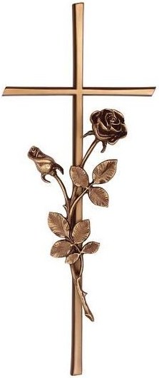 Grabkreuz Karund mit Rose, Bronze, 40–60 cm