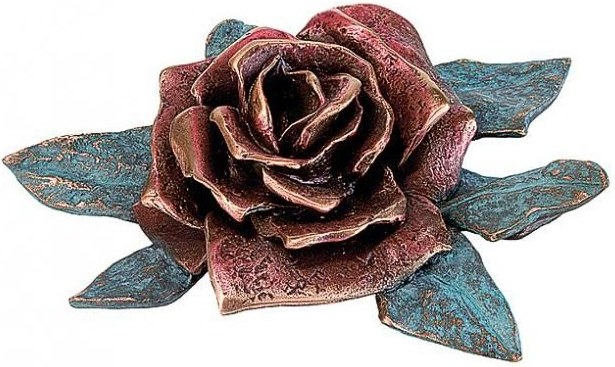 Bronze-rosa Blume für Grabmal, 14×19 cm