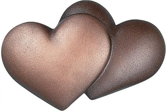 Bronze-Doppelherz für Grabmal, 7×10 cm