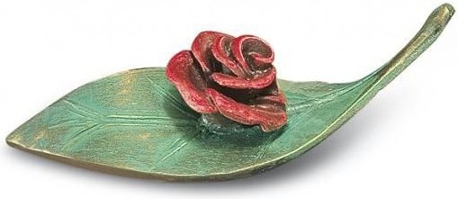 [ST-SK-20561] Bronze-Rose auf Blatt, 4×13 cm
