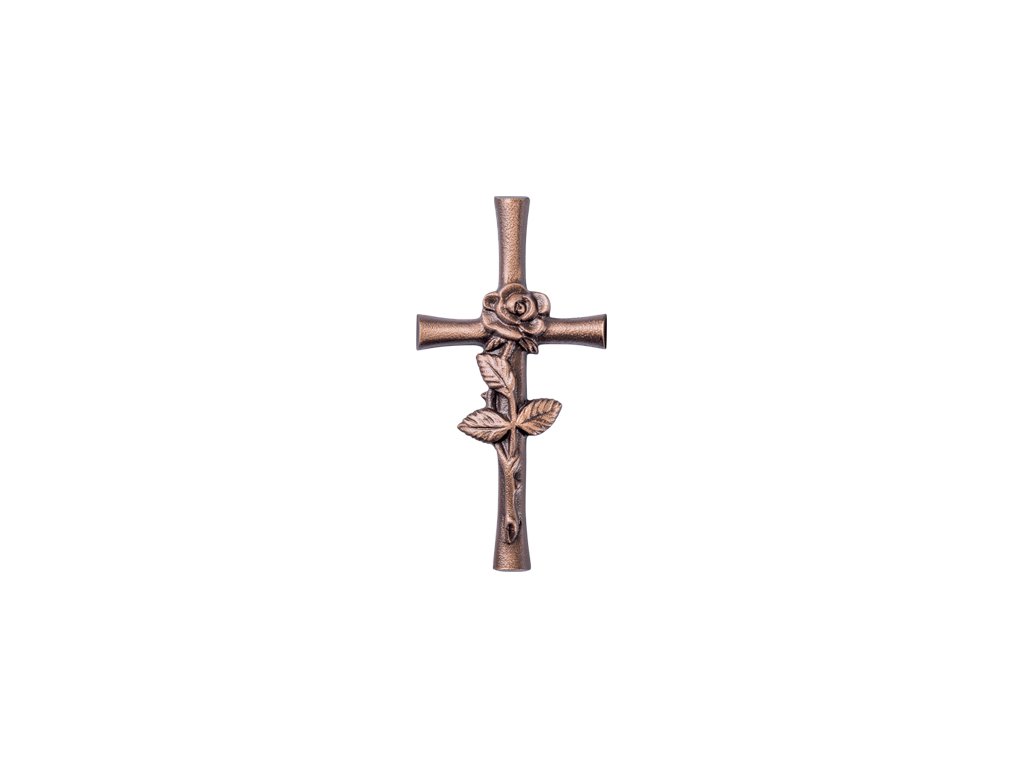 Grabkreuz mit Rose, Bronze, 12×6 cm oder 20×10 cm
