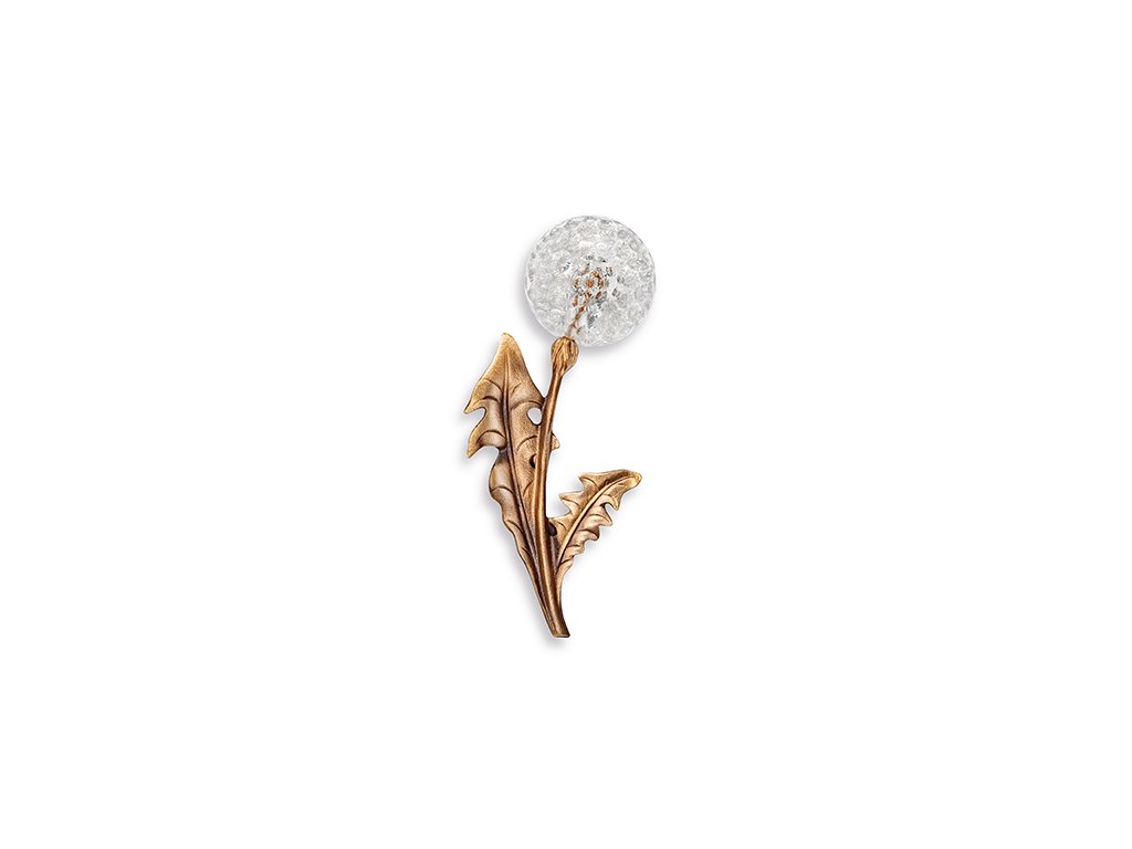 Bronze Pusteblume mit gläserner Blume für Grabmal, 19×9,5 cm
