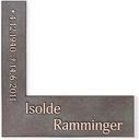 Bronze-Eckplatte mit Reliefschrift, 18×18 cm