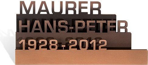 Bronze-Platte mit Inschrift für Grabmal, 16×35 cm