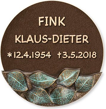 [ST-SK-31125] Bronze-Grabplatte mit Blattmotiv, Ø 16 cm