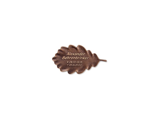 [ST-SK-31527] Bronze-Grabplatte mit Eichenmotiv, 12×21 cm