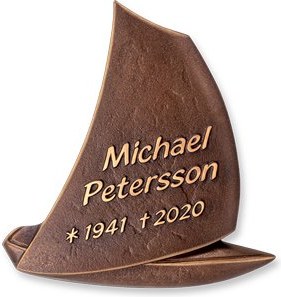 [ST-SK-31528] Bronze-Platte mit Segelbootmotiv für Grabmal, 13×13 cm