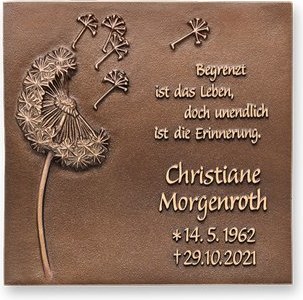 [ST-SK-31529] Bronze-Platte mit Löwenzahn für Grabmal, 15×15 cm