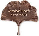 Bronze-Platte mit Motiv Ginkgo, 13×13 cm