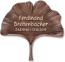 Bronze-Platte mit Motiv Ginkgo, 17×17 cm