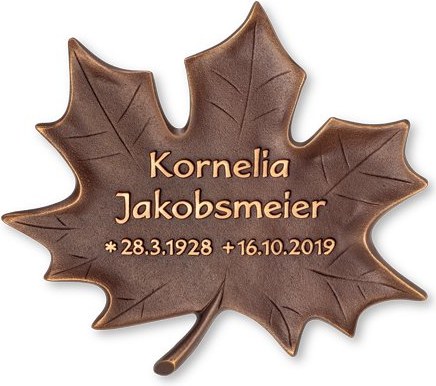 [ST-SK-31541] Bronze-Platte mit Ahornmotiv für Grabmal, 18×20 cm