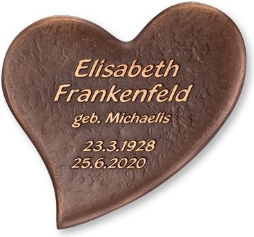 Bronze-Schale mit Herzsymbol für Grabmal, 15×16 cm