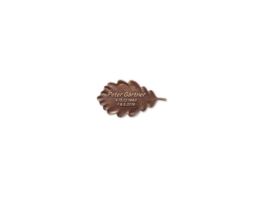 [ST-SK-31543] Bronze-Grabplatte mit Eichenmotiv, 9×16 cm