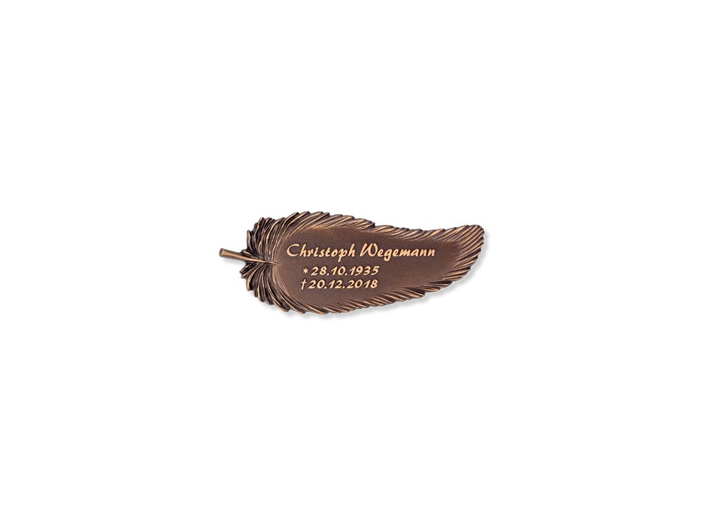 Bronze-Grabplatte mit Motiv Pera, 9×23 cm