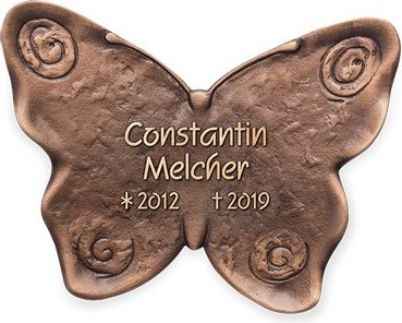 [ST-SK-31667] Bronze-Platte mit Motiv Schmetterling für Grabmal, 15×20 cm