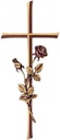 Grabkreuz Kursiva mit Rose, Bronze, 30×13 cm oder 40×15 cm