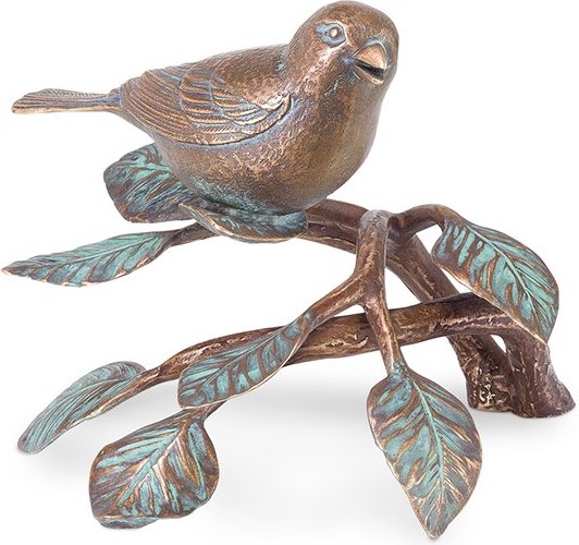 Bronze-Vogel auf Ast, 10×15×15 cm