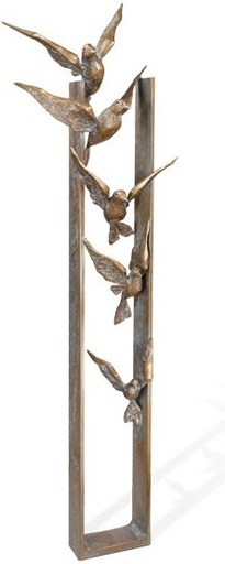 [ST-SK-60226] Bronze-Statue fliegende Vögel für Grabmal, 103×26 cm