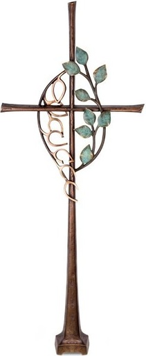 [ST-SK-60247] Bronze-Kreuz mit Kristall, 102×41 cm