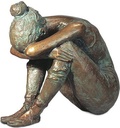 Bronze weinende Frau Sitzbank für Grabmal, 18×12×19 cm