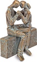 Bronze-Statue ein sitzendes Paar für Grabmal, 13,5×11,5×8 cm