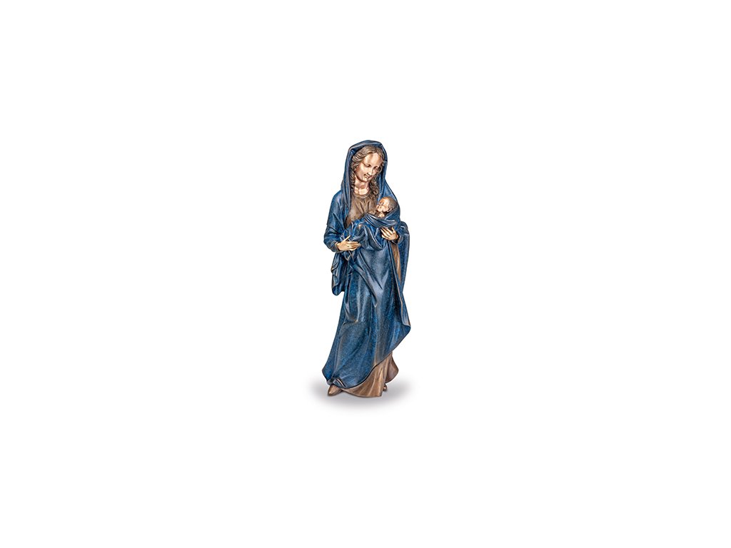 Bronze-Statue Madonna mit Kind für Grabmal, 31×12×9 cm