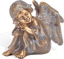 Bronze Engel sitzend auf Grabmal, 10×11 cm