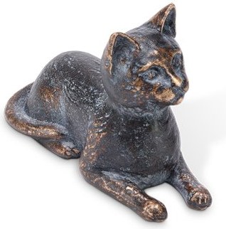 [ST-SK-85379] Bronze-Katze liegend auf Grabmal, 4×3×6,5 cm