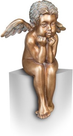 Bronze sitzender Engel für Grabmal, 20×13×10 cm