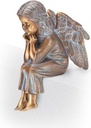 Bronze sitzender Engel für Grabmal, 14,5×6,5×10 cm oder 19,5×9×14 cm