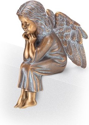 [ST-SK-85532] Bronze sitzender Engel für Grabmal, 14,5×6,5×10 cm oder 19,5×9×14 cm