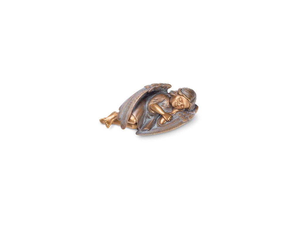Bronze-Engel im Traum für Grabmal, 6×15,5×7,5 cm oder 8×21×10 cm
