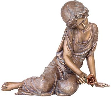 [ST-SK-87617] Bronzene Statue Trauernde mit Rose, 37×42×31 cm