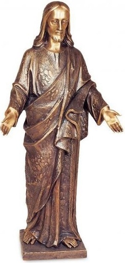 [ST-SK-88970] Bronze-Christus segnet für Grabmal, 77×36 cm