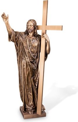 Bronze-Kreuz mit Krist, 86×38 cm
