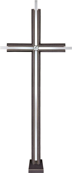 Grabkreuz mit Kristall, Bronze, 73×28 cm oder 93×28 cm