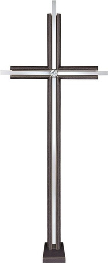 [ST-SK-KREUZ07] Grabkreuz mit Kristall, Bronze, 73×28 cm oder 93×28 cm