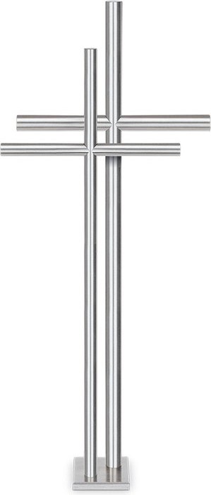 Grabkreuz aus rostfreiem Stahl, freistehend, 41–91 cm