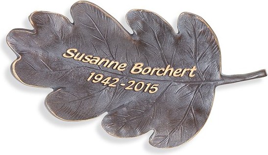 Bronze-Platte mit Eichenmotiv für Grabmal, 12×23 cm